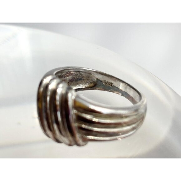 Ridged // Ribbed Modernist Minimalist Sterling Silver Vintage Ring - sz 7 - Picture 5 of 9